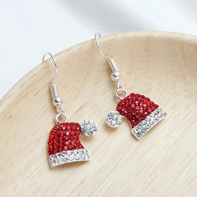 Sparkling Santa Hat Earrings