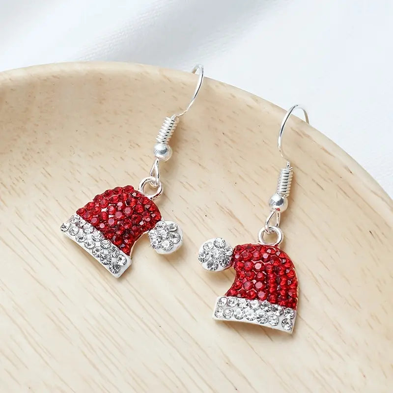 Sparkling Santa Hat Earrings
