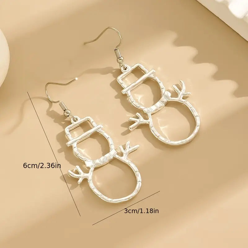 Silver Snowman Earrings