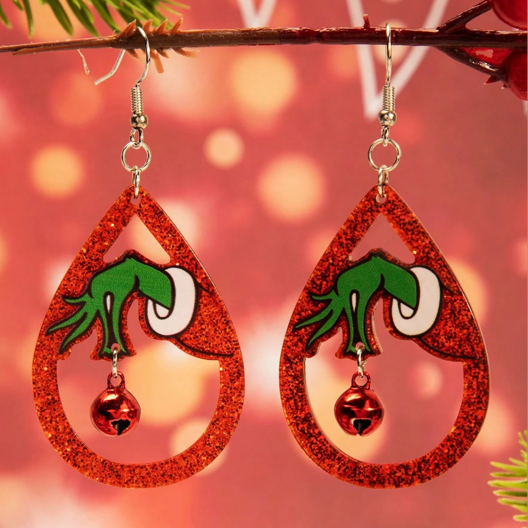 Grinch Hand Christmas Earrings