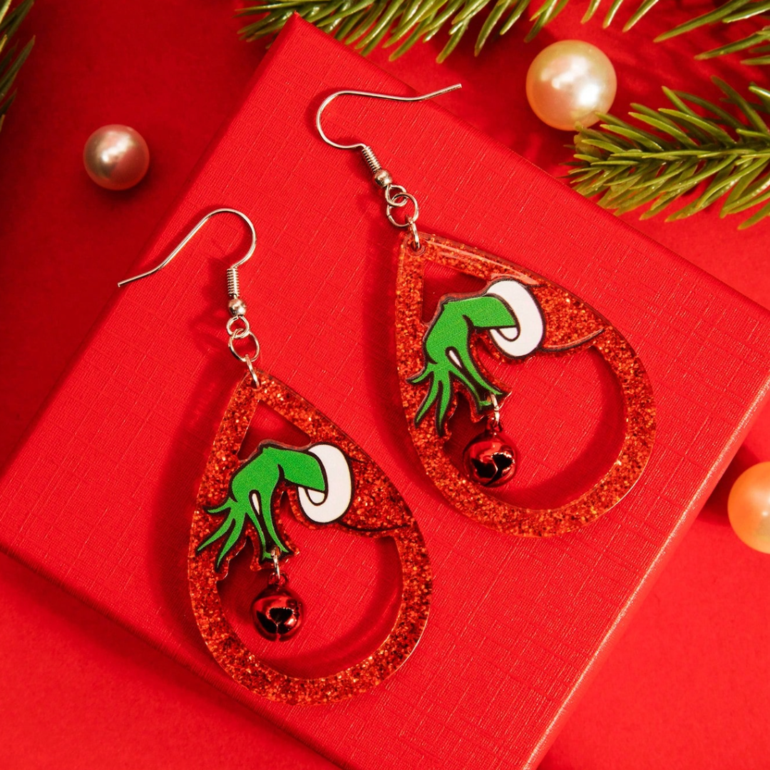 Grinch Hand Christmas Earrings