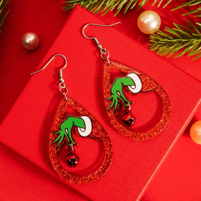Grinch Hand Christmas Earrings