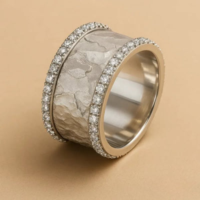 VINTAGE SILVERED ZIRCONIA RING