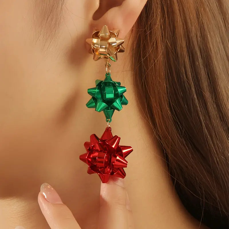 Christmas Gift Bow Earrings