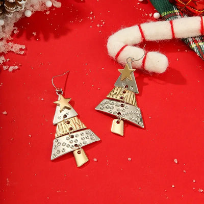 Gold & Silver Christmas Tree Earrings