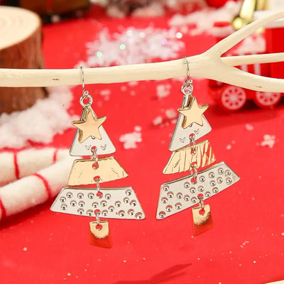 Gold & Silver Christmas Tree Earrings