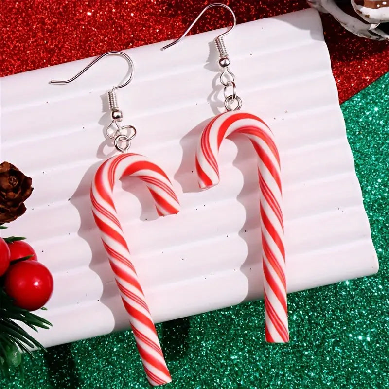 Candy Cane Christmas Earrings