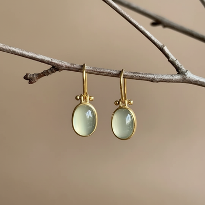 Vintage Green Moonstone Earrings
