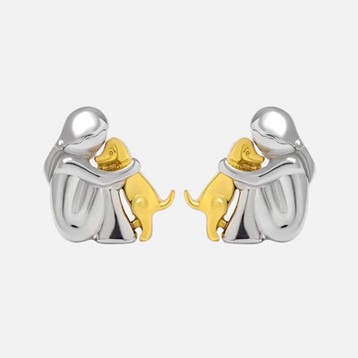 Silver and Gold Two-Tone Hug Earrings