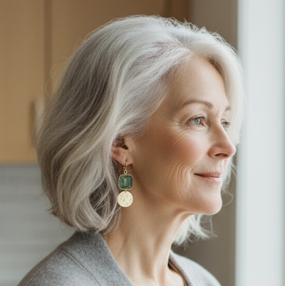 Vintage Green Golden Glass Earrings