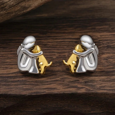 Silver and Gold Two-Tone Hug Earrings